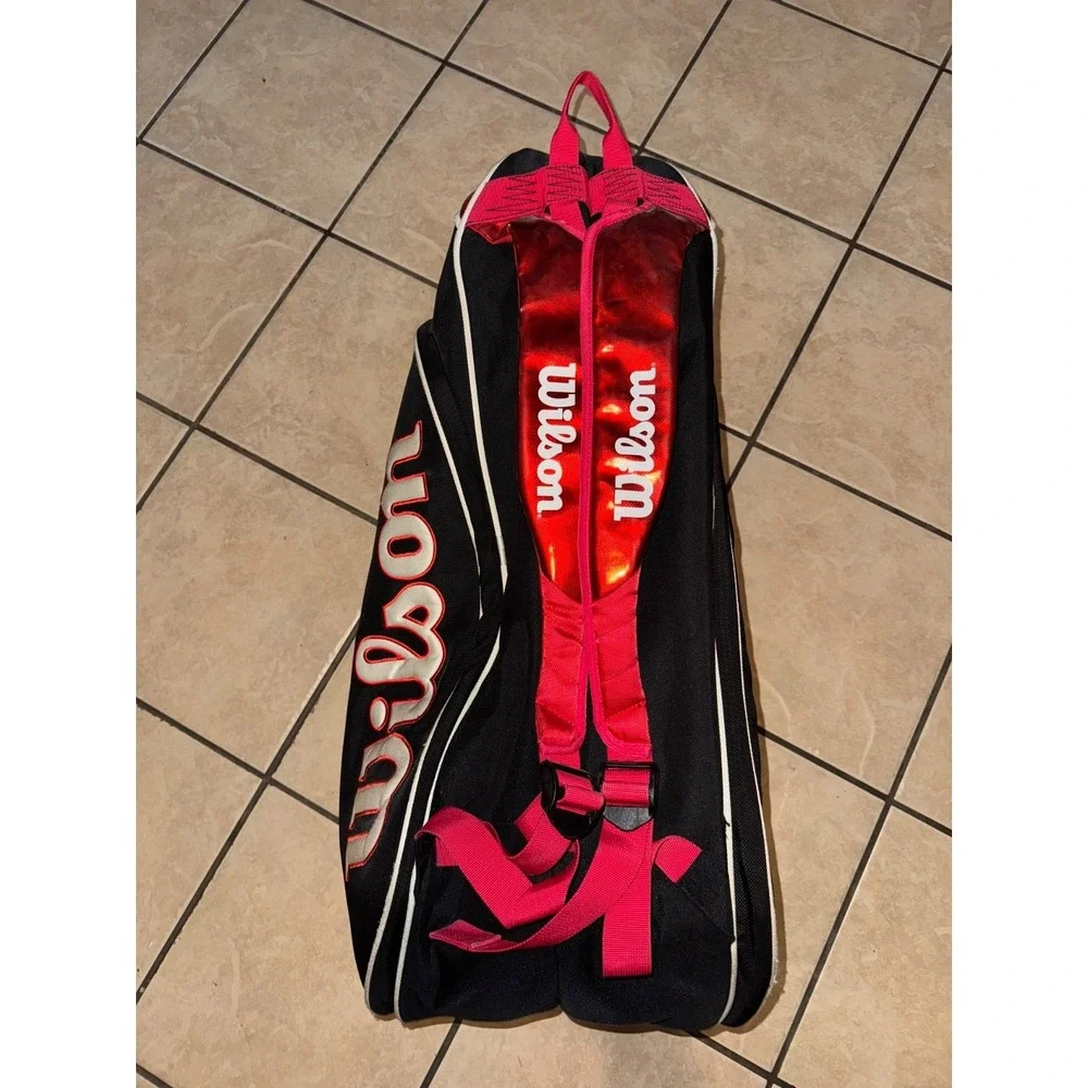 Wilson Federer Team 6+ Tennis Racket Bag Red Black Insulated Backpack Racquet Ba